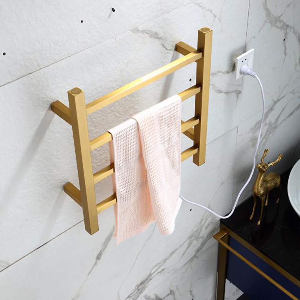 Scaldasalviette, Portasciugamani Riscaldato Elettrico, 4 Barre Quadrate Acciaio Inossidabile 304 Stendino Elettrico A Risparmio Energetico A Parete Scaldasalviette da Bagno