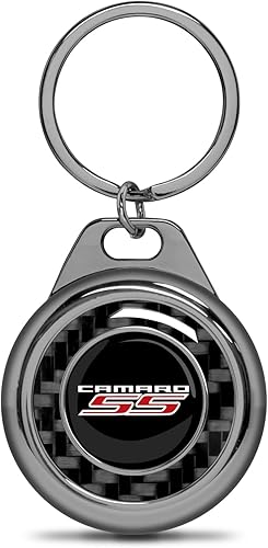 Miniatura 6 de iPick Image for Chevrolet Camaro SS Real Black Carbon Fiber Roundel Metal Case Key Chain Keychain, Official Licensed