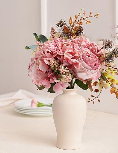 Miniatura 3 de Ramo de hortensias artificiales rosas flores de seda rizadas vintage ramos de boda arreglos florales centros de mesa para el hogar cocina jardín