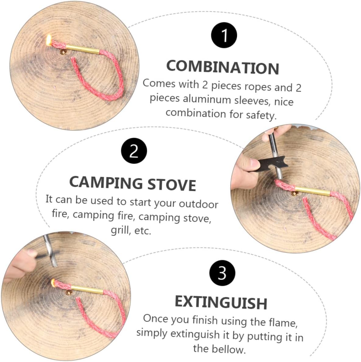 4Pcs Waxed Fire Starter Jute Rope with Sleeves for Outdoor Camping Hiking BBQ Weather Resistant Flame Fire Rope Safe for Easy Use