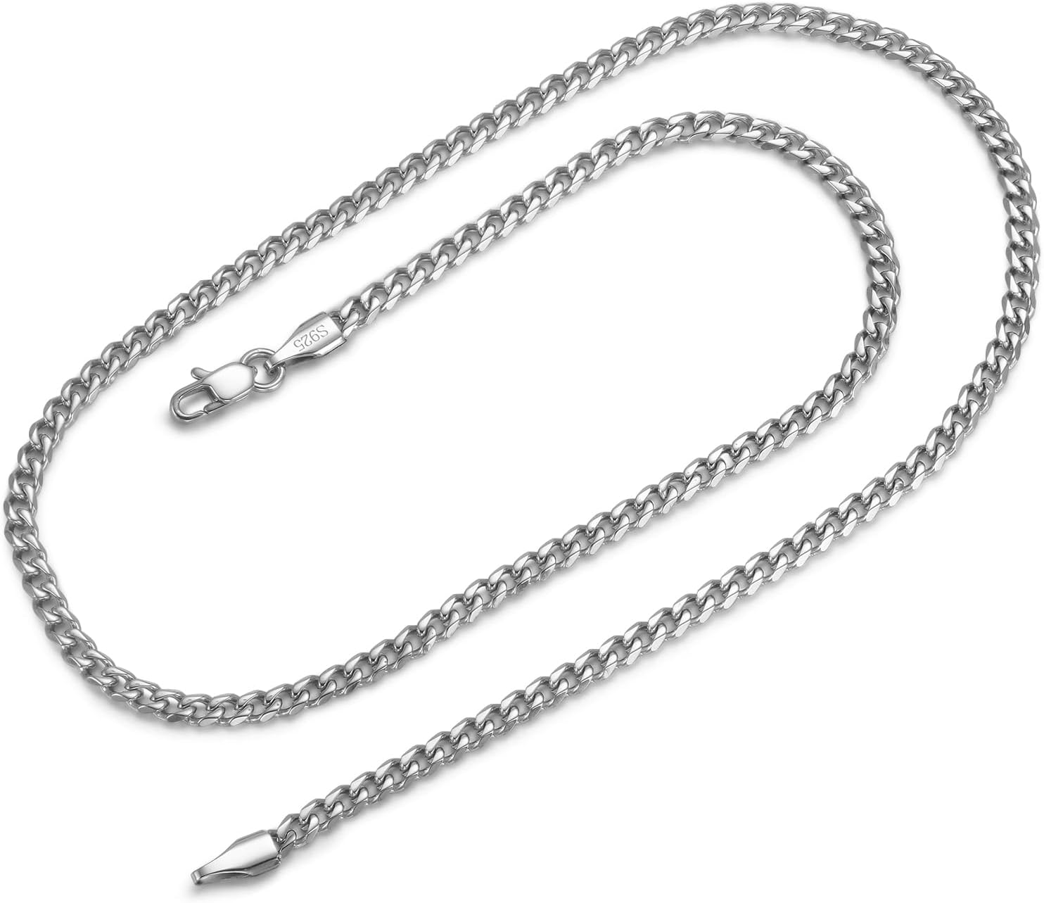 3.5mm Cuban Link Curb Chain Necklace for Women Men 925 Sterling Silver Plated Stainless Steel Necklace Available In 16/18/20/22/24/26/28/30 Inches Silver Chain Necklace for Men Come Gift Box