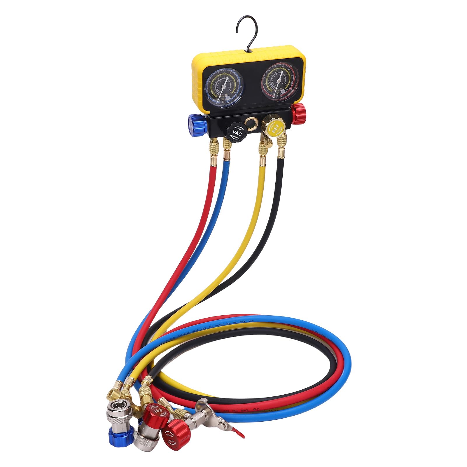 Manometri HVAC con Tubi Flessibili Set Collettore in Ottone a 4 Vie di Ricambio per Refrigeranti R410A R32 R134A R22 Questo Collettore è Manometri HVAC con Tubi FlessibiliSet in OttoneSet AC4