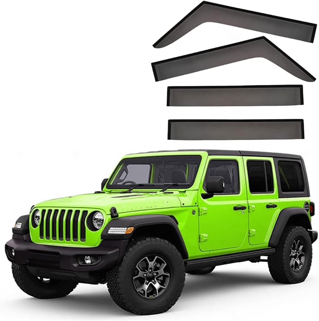 4Pcs Smoke Tint Car Window Deflectors for Jeep Wrangler MK4-JL 2018-2023