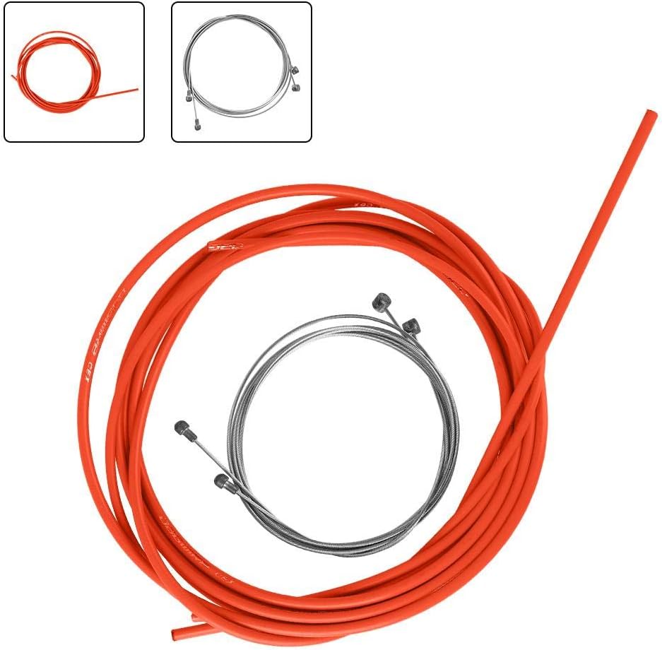 Keenso Bike Brake Shifter Cable Housing Set,Universal Brake & Shift Derailleur Cable,for Mountain Road MTB Bike Replacement,Bike Gear Cable
