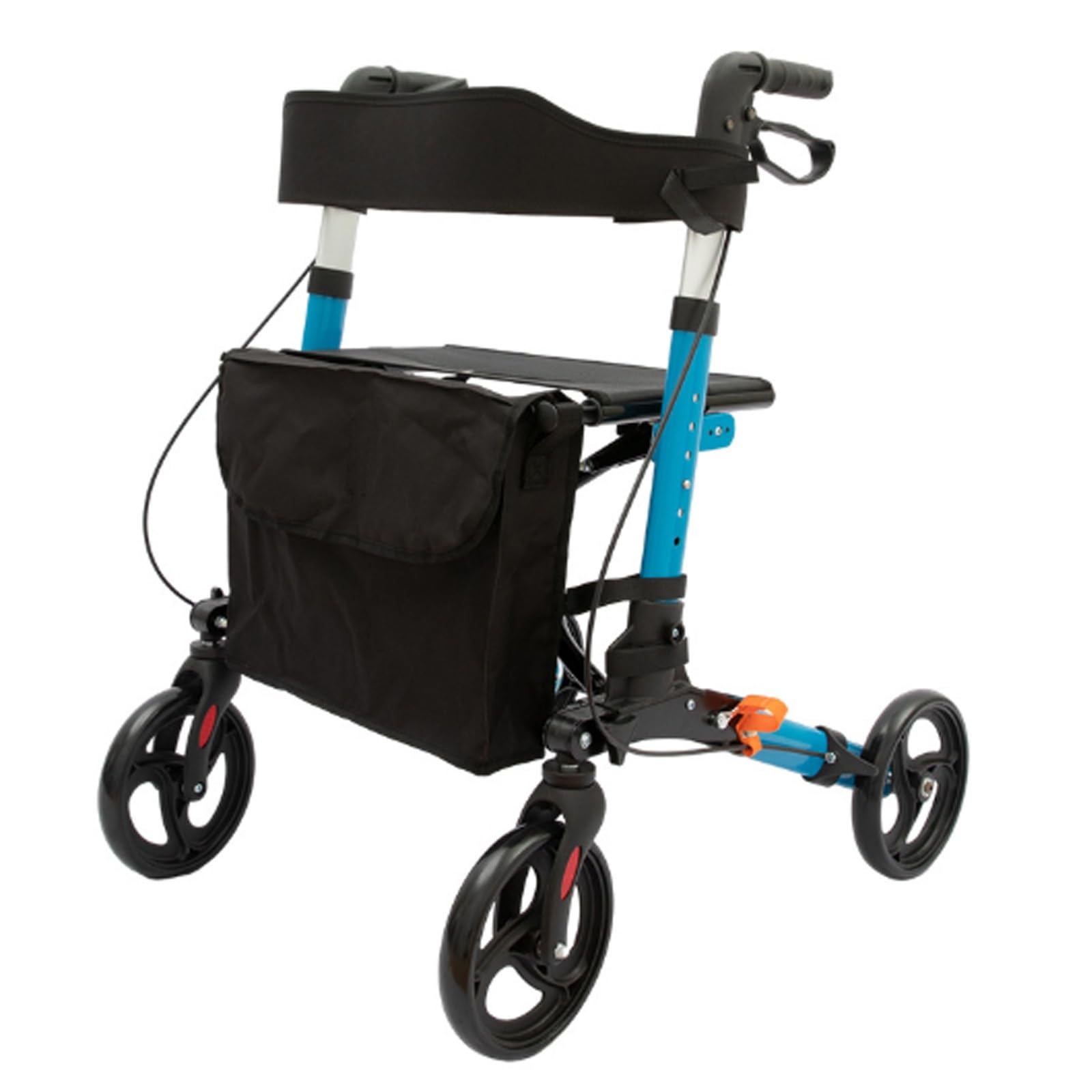 Andador plegable de 4 ruedas con respaldo para personas mayores y discapacitadas