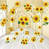 Spakon 30 Pieces Sunflower Hanging Swirls Decorations Sunflower Party Supplies Sun Flowers Party Foil Swirls Ceiling Wall Decor for Sunflower Themed Party Baby Shower Birthday Party Favor Supplies
