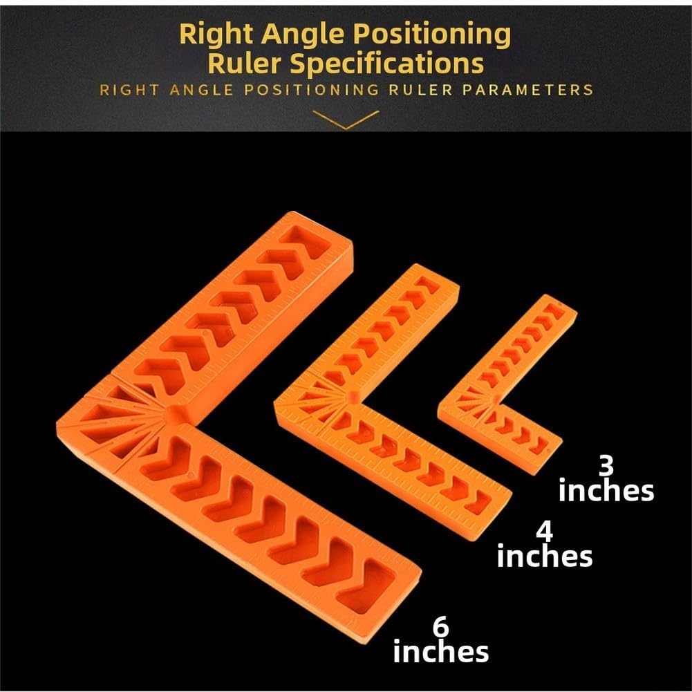Lot de 12 règles carrées à 90 degrés pour le travail du bois – Marquage multi-angles 45 à 22,5 degrés – Aide à la pince en plastique ABS – Jauge de mesure rouge – Tailles 3, 4, 15 cm