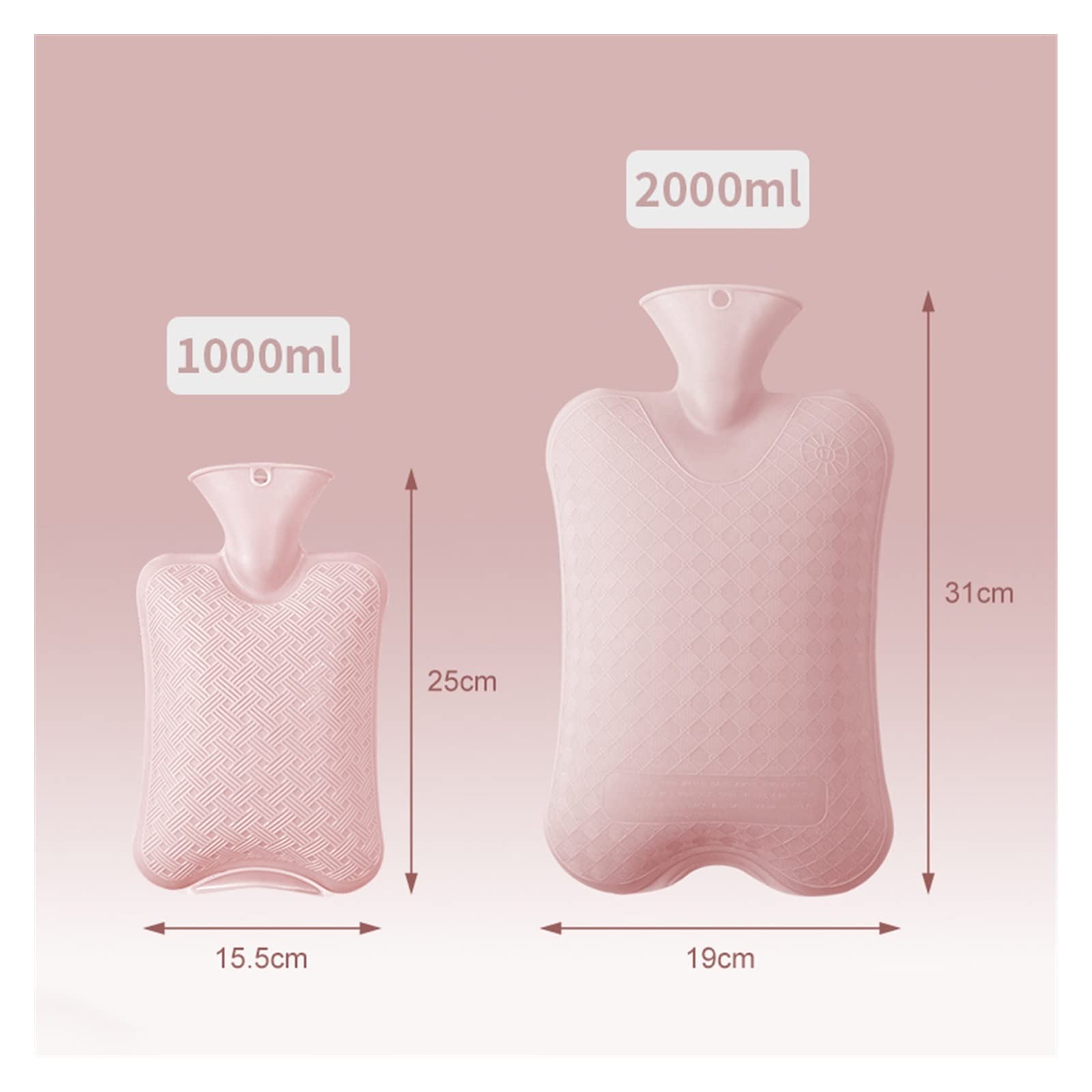 Wärmflasche Portable Hot Water Bottle Solid Women Winter Thicken PVC Hot Water Bag Hand Warmer Wärmflasche, langlebig (Color : Grey-1000ml)