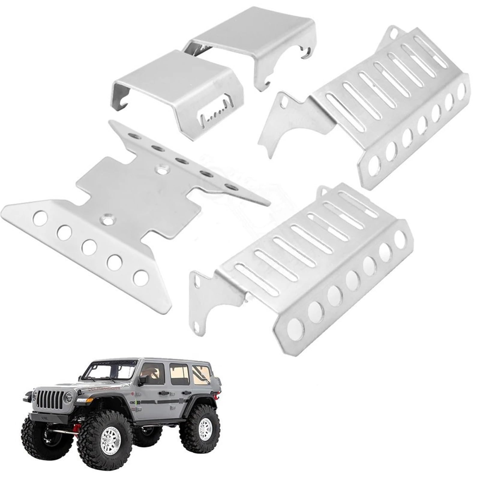 słona Silnika Osłona Ochraniacz osi ze stali nierdzewnej, płyta ślizgowa podwozia, pasuje do 1/10 RC Crawler Axial SCX10 III AXI03006 AXI03007 | Stainless Steel Axle Protector Chassis Armor Skid Plate SCX10 III AXI03006 AXI03007(5 in 1 kit)