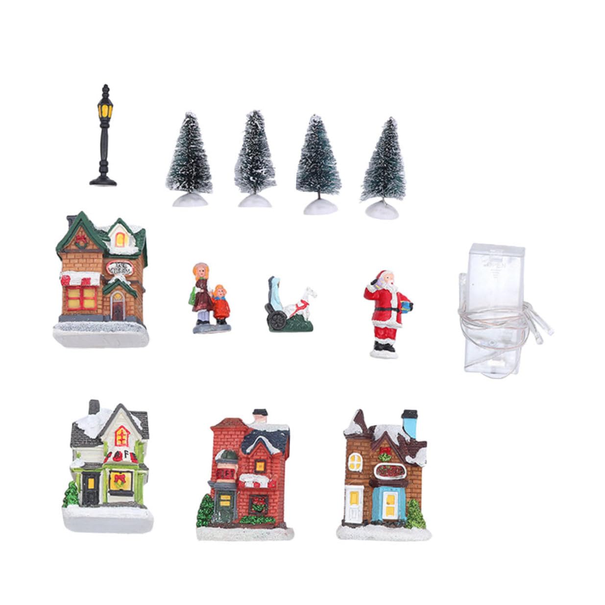 Adornos Navideños Luminosos Cabilock: Figuras de Casa Pequeña LED para Escaparates y Hogar