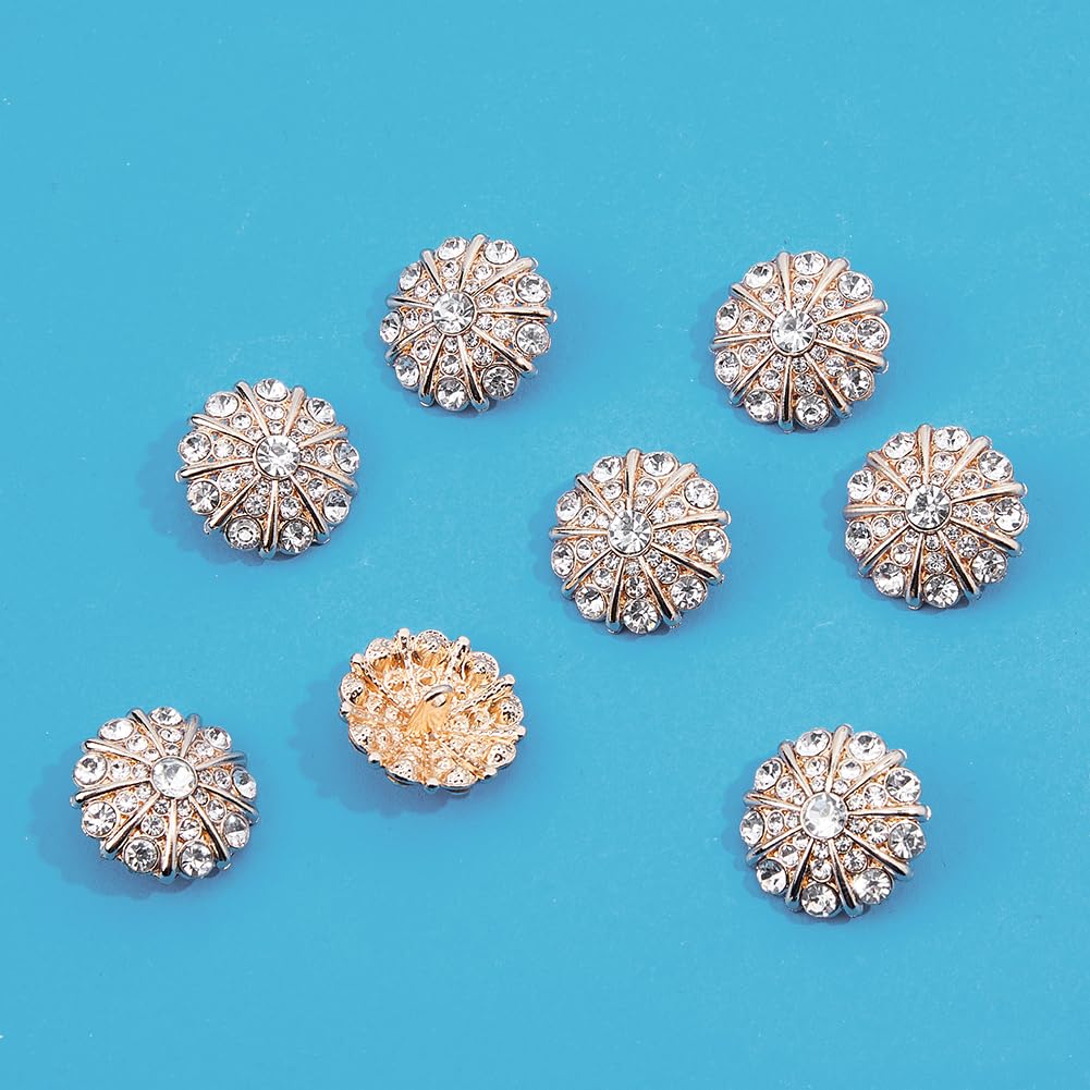 6pcs Rhinestone Flower Buttons - 1 Inch Crystal Sewing Buttons For DIY Jewelry & Clothing