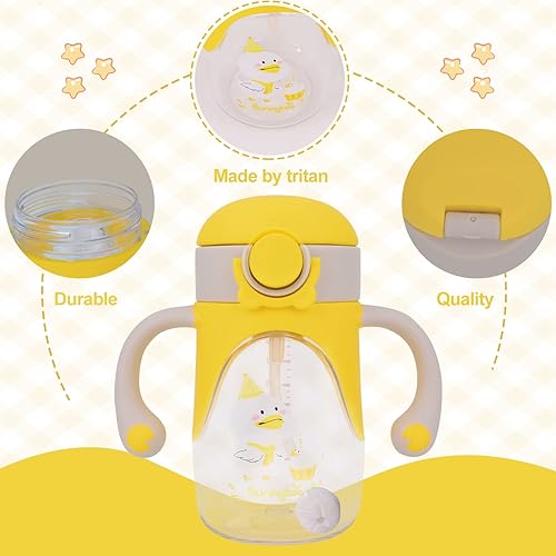 Miniatura 4 de Vaso para bebé con popote con peso, ideal para niños de 1 año y bebés en transición de 6 a 12 meses, a prueba de derrames y fácil de sostener con