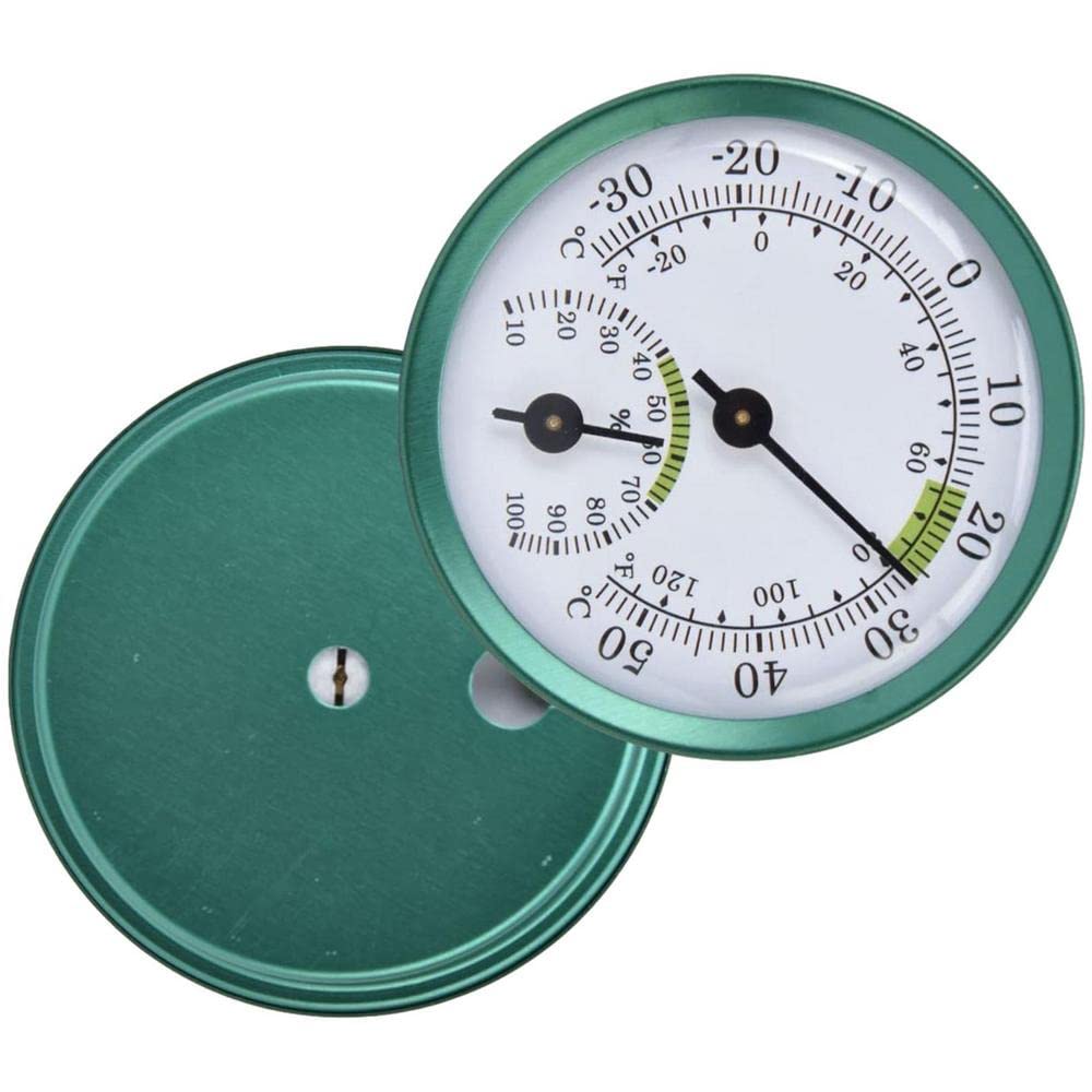 JFDBGU Higrómetro for Exteriores Higrómetro de Doble Puntero Forma de Reloj for Exteriores Medidor de Temperatura y Humedad