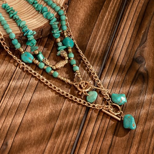 Collier turquoise géométrique perlé ajustable pour sublimer tous les décolletés