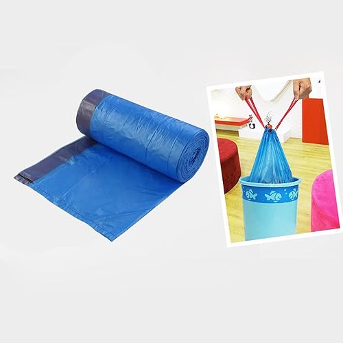 Miniatura 5 de Fiazony Bolsas de basura pequeñas de 1.2 galones, cordón, 200 unidades, color azul