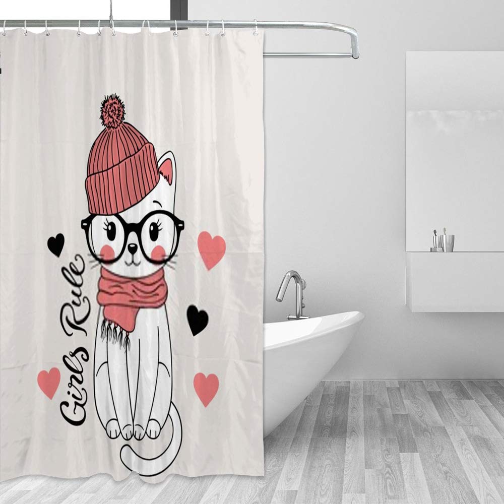 Rideau de douche motif chat blanc apporte de la joie et du confort à la maison
