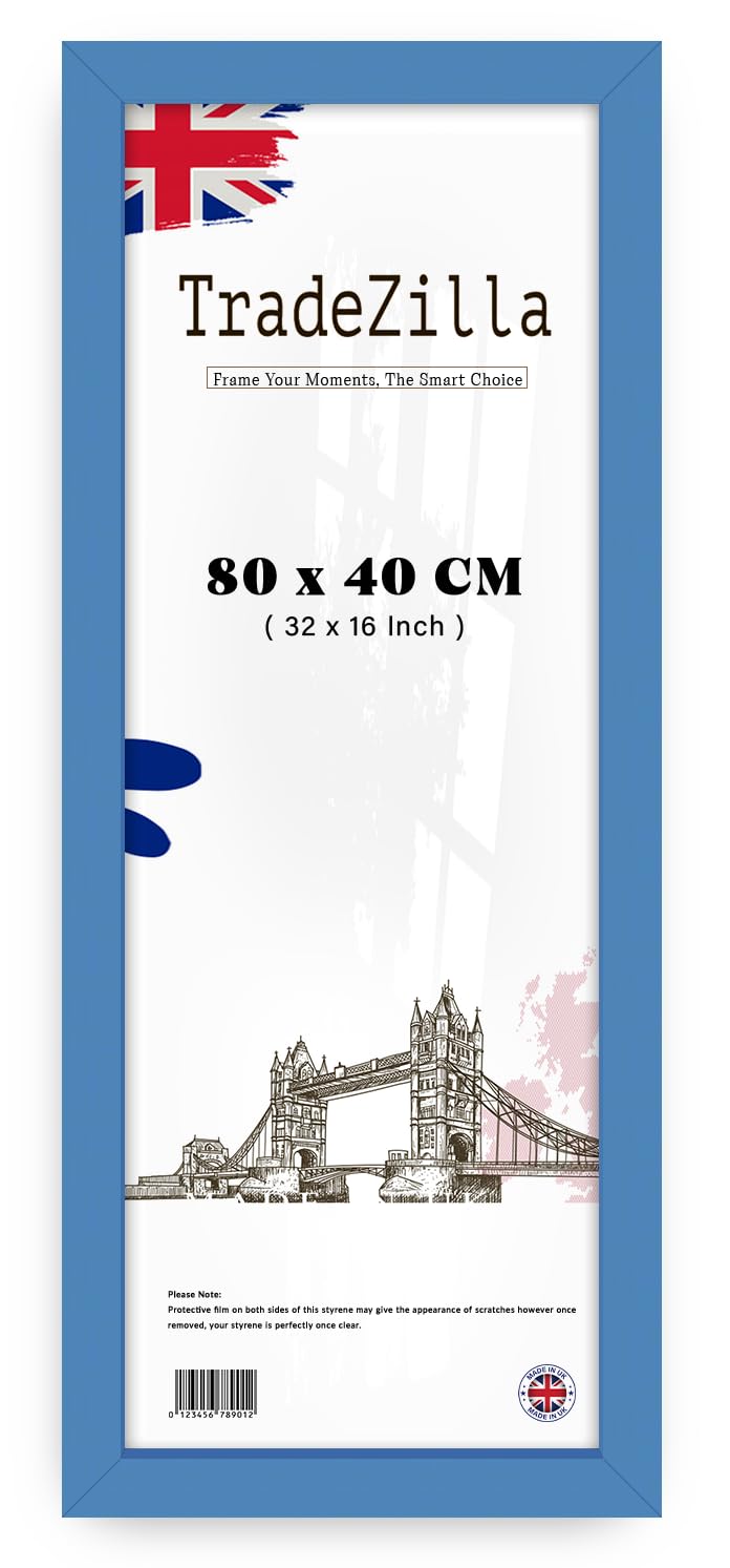 Tradezilla Blue | Wood Finish Poster Frame (80 X 40 Cm) Portraits & Landscape Display, Premium Mdf Frame With Stylish Wood Texture, Home Décor [ ]