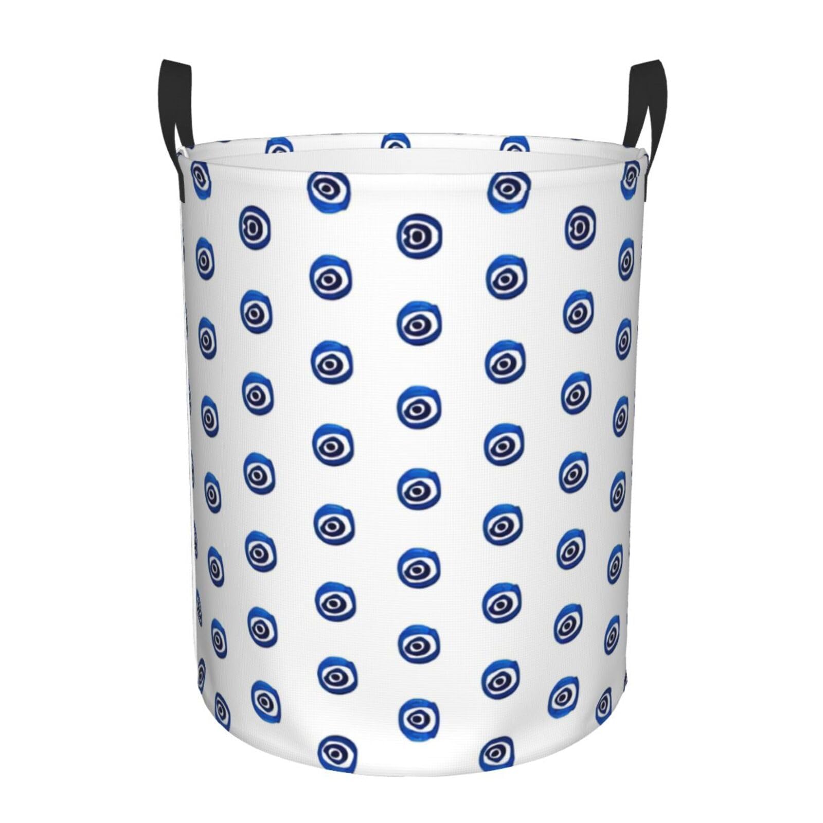 M Collapsible Round Evil eyes Print Laundry Hamper