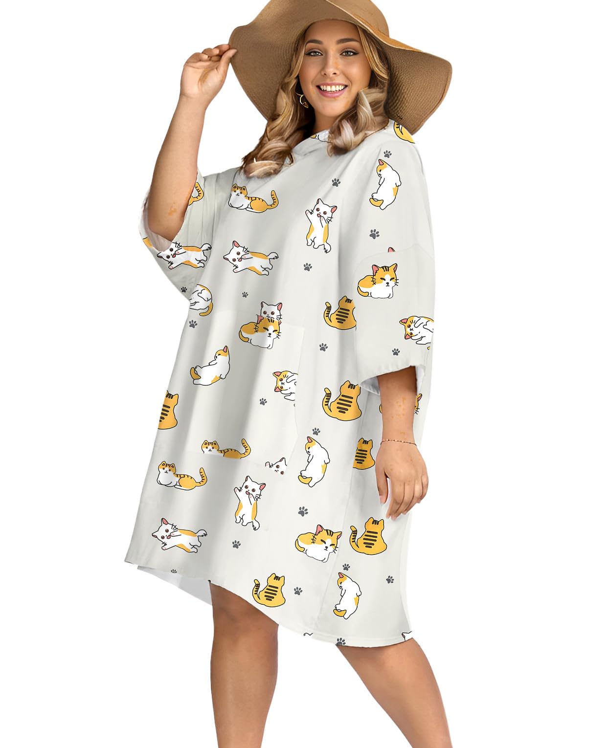 KFUBUO Surf Poncho Towel Terry Cloth Swim Cover Up for Women Plus Size Changing Towel Swim Robe with Pocket