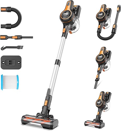 INSE Aspiradora inalámbrica, potente aspiradora de palo de 28 kpa y 300 W, aspiradora recargable 8 en 1 con batería de 8,202.1 ft-Ah, aspiradora