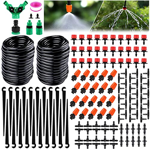 LiRiQi 149 PCS Sistema de Riego por Goteo, Sistema de riego de jardín, 30M Kit Riego con Ajustable Boquilla Aspersor Pulverizador y Gotero Automatico para Jardin Invernadero Césped Patio Terraza