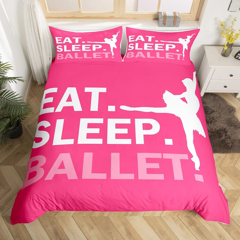 Girls Ballet Bedding Set Super King Size Dallet Dancer Bedding Duvet Cover Set for Kids Women Ballerina Decor Comforter Cover Set Pink Bedspread Cover Bedroom Quilt Cover 3Pcs — image 1