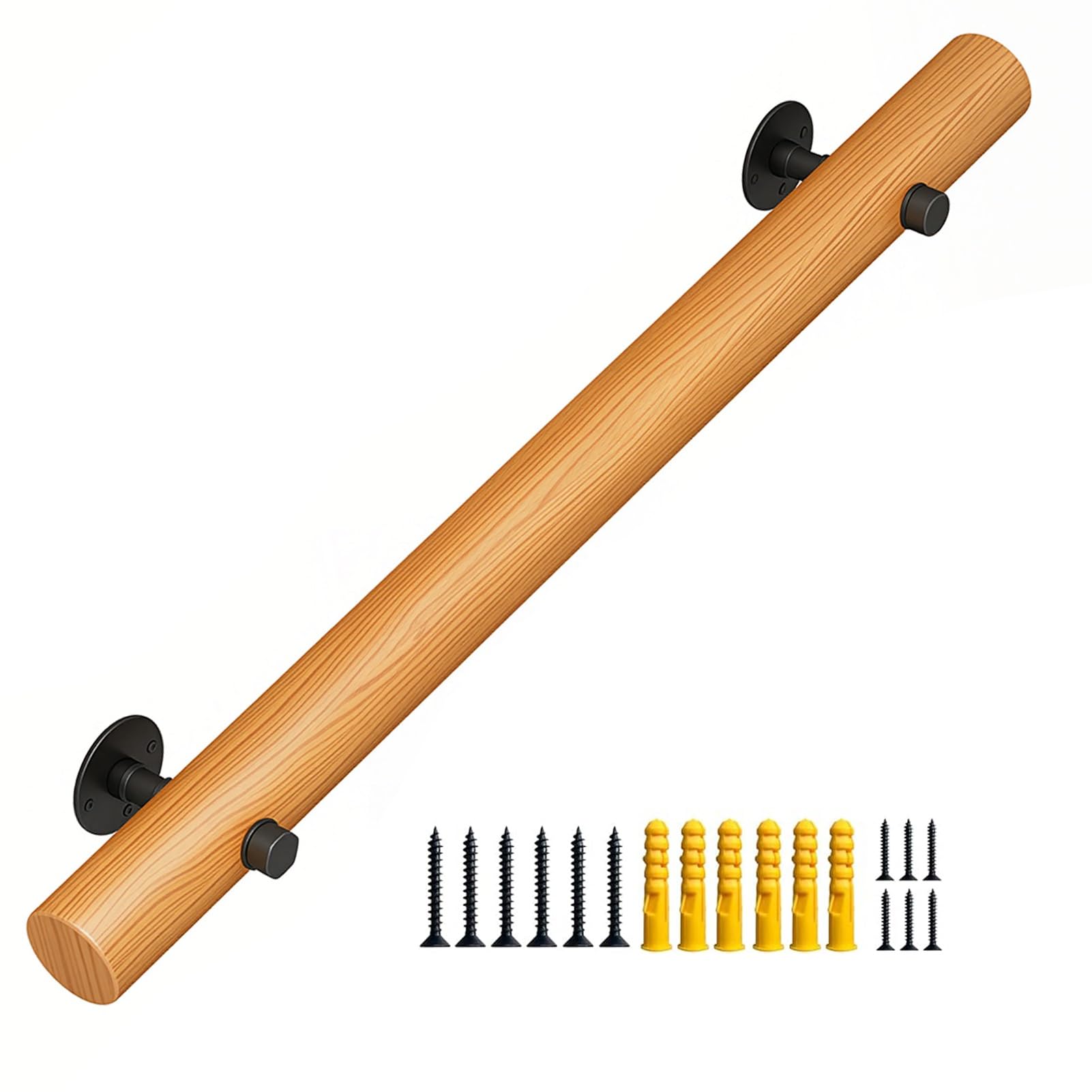 RRrawgff Solid Wood Stair Handrail for Indoor Outdoor, Sturdy Wall Mounted Stair Railings Non-Slip Safety Banister(8ft/240cm)