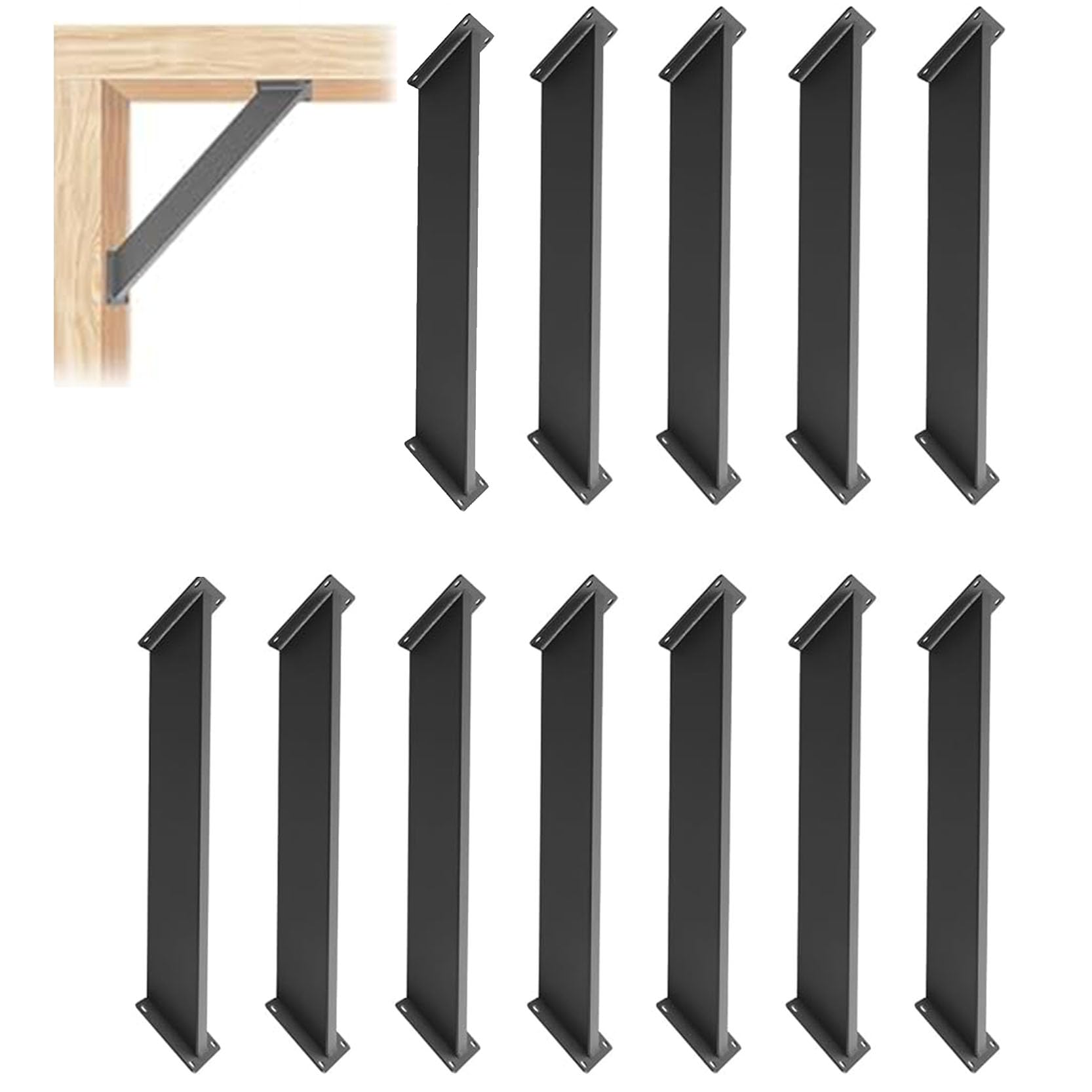 LQSYBHD 45-Degree Angle Corner Braces Joint Bracket with Black 45 Degree Angle Support Brackets Heavy Duty Pergola Brackets Kit for Wood Post Support Pergola Gazebos(Color:12pack)