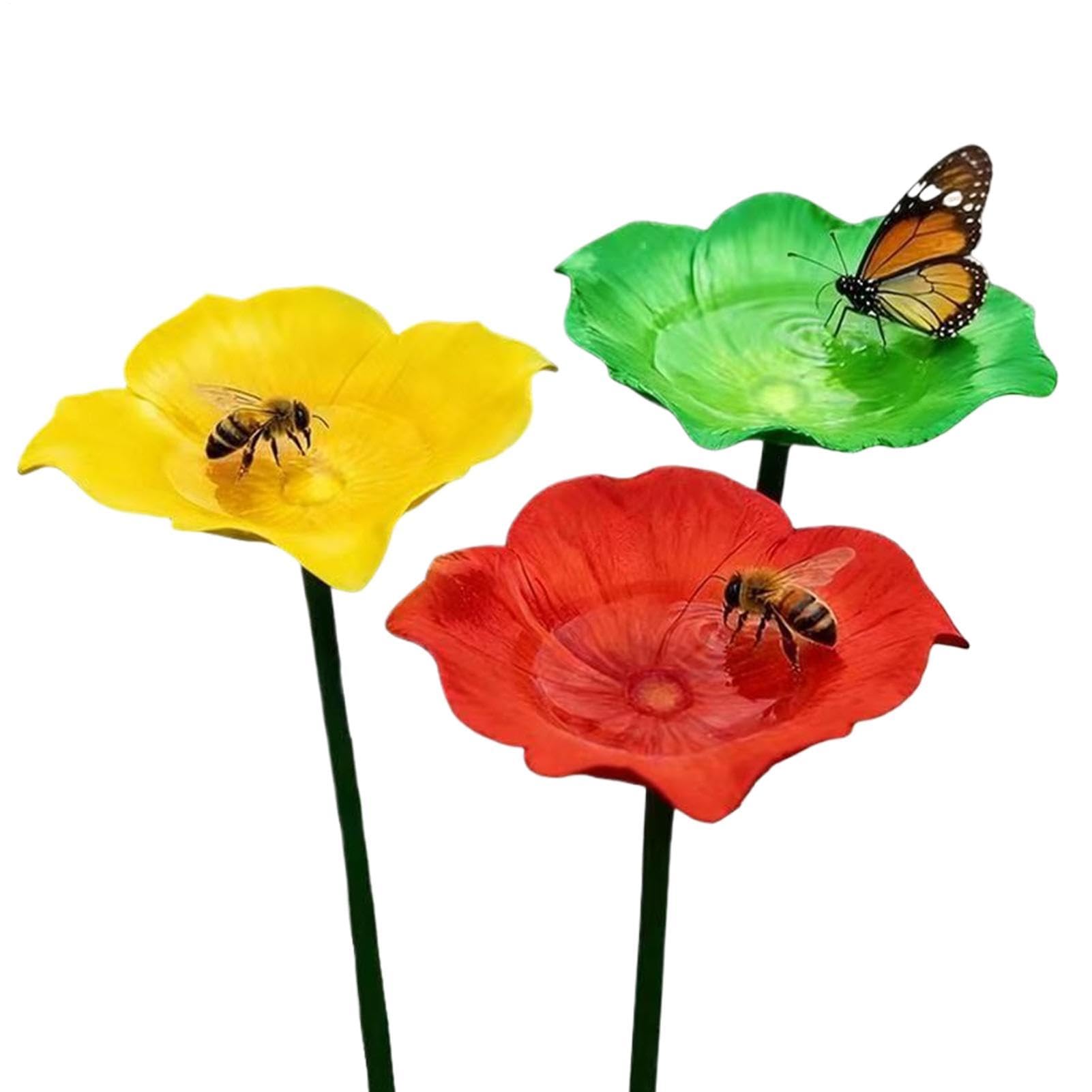 Abreuvoir à abeilles et oiseaux accessoire décoration jardin extérieur métal coupelle papillon