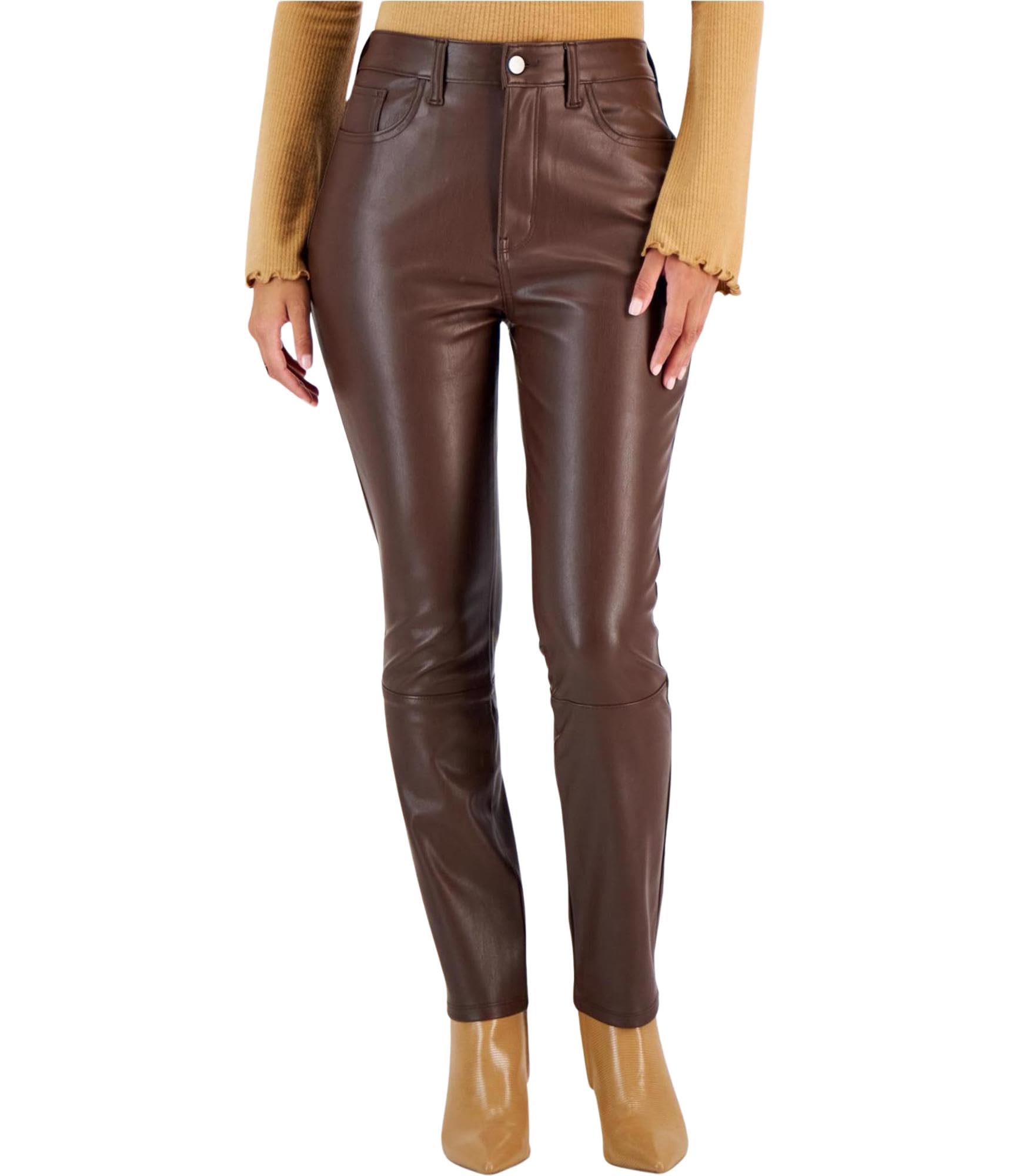 Tinseltown Womens Faux Leather Straight Leg Casual Trouser Pants