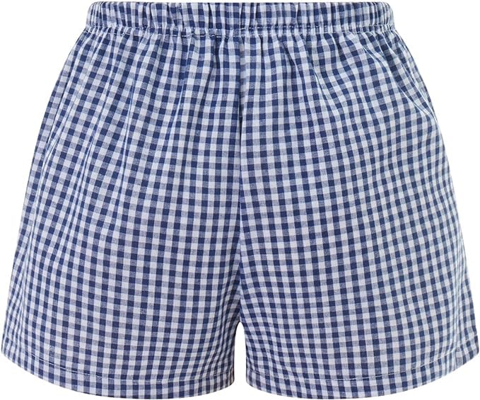 Image of Womens Y2k Plaid Shorts Women Cute Lounge Pajama Sleep Comfy & Casual Gingham PJ Boxer Shorts