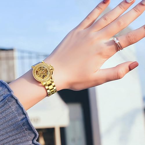 Miniatura 2 de SENRUD Relojes automáticos para mujer, de acero inoxidable, con esqueleto, impermeable, reloj de pulsera automático, regalo para mujer