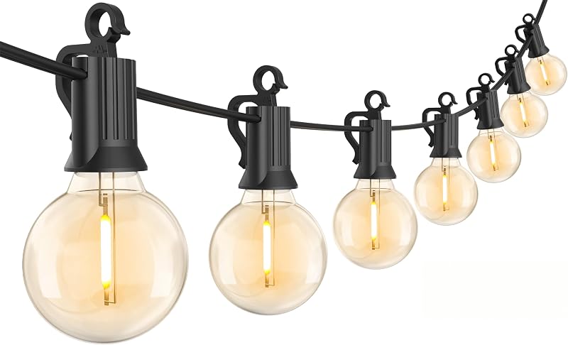 Outdoor String Lights, 30FT G40 LED IP65 Waterproof Patio Lights | 25 Shatterproof Edison Bulbs, Plug-In, Dimmable, Connectable, Outside Light for Backyard Porch Party Christmas Decorative