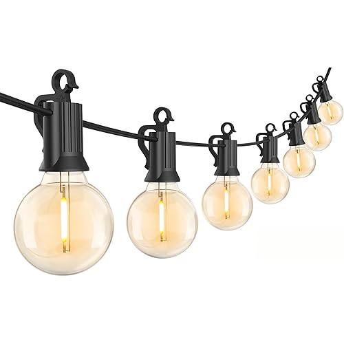 Brightown 30FT LED Outdoor String Lights, Plug-in Waterproof Patio Lights with 25 Shatterproof Bulbs, Warm White Outdoor Hanging Light Decor for Backyard Deck Garden Bistro Porch Party