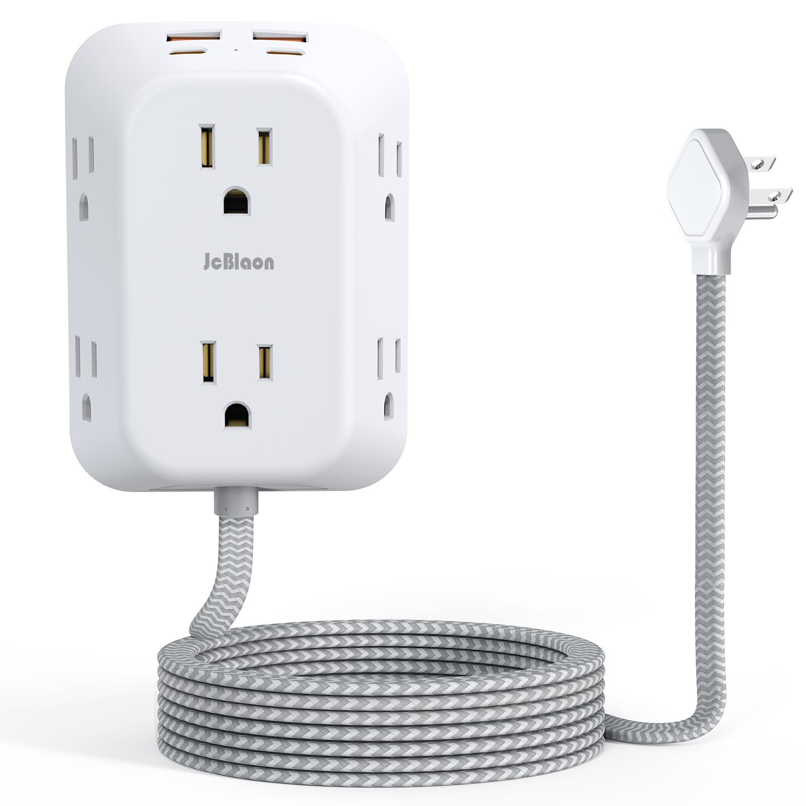 Surge Protector Outlet Extender, 6 Outlet Splitter with 4 USB Ports (2 USB C), 4 Sided 1050 J Multi Plug Wall Adapter Power Strip for Home Office Kitchen Travel
