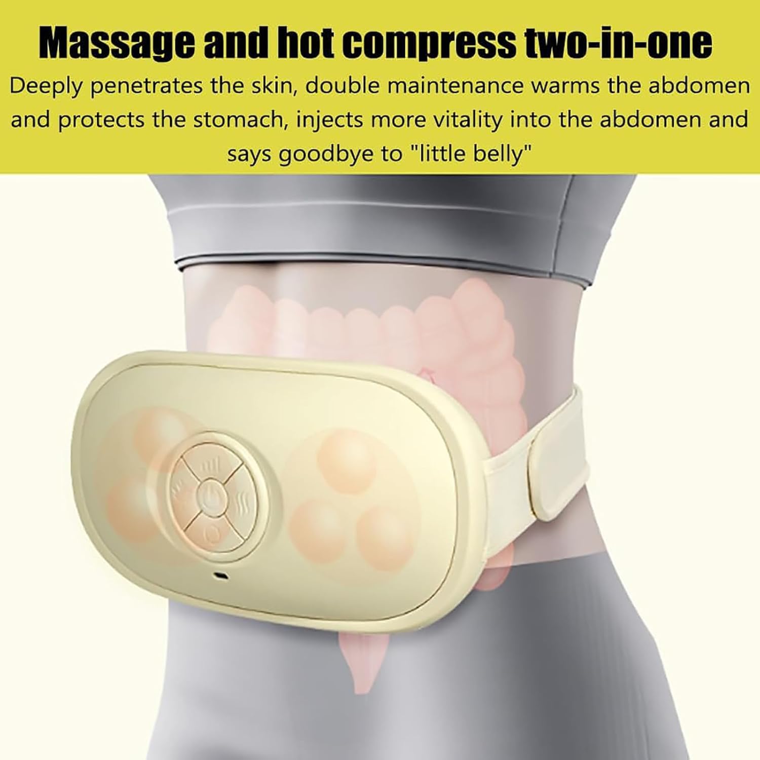 Massaggiatore Addominale a Doppio Disco, Strumento Per Massaggio Addominale Bianstone, Regolazione Dell'intensità a 3 Livelli, Impacco Caldo Con Luce Rossa, Dispositivo Per Moxibustione Senza Fumo