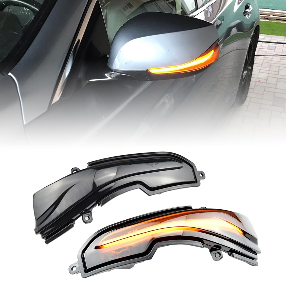 QKLsudua 2pcs Dynamic Turn Signal LED Side Mirror Indicator Blinker Sequential Light compatible with In-finiti Q30 Q50 Q60 Q70 QX30 QX50 QX60 QX70