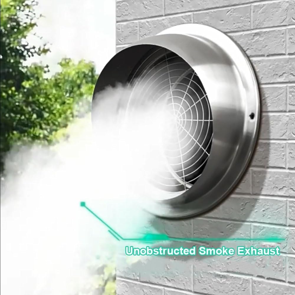 Ventilation Grill Hood Stainless Steel Wall Vent Cover Exhaust Grille 6" 6.3" 7" 8" Exhaust Range Hood Cap HVAC Vent Duct Cover(7in-180mm)