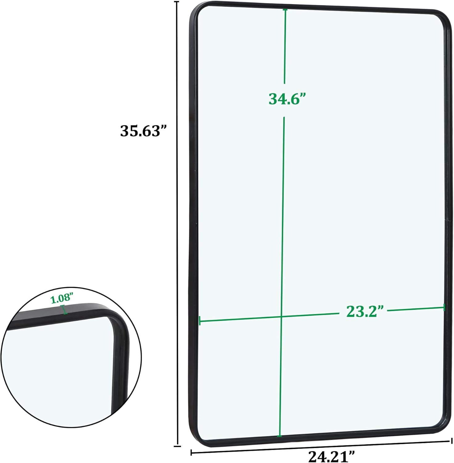 ZenStyle Black Metal Framed Rectangular Wall Mirror 24" x 36" Bathroom Mirror with Peaked Trim for Entryways, Bathrooms, Living Rooms : Home & Kitchen