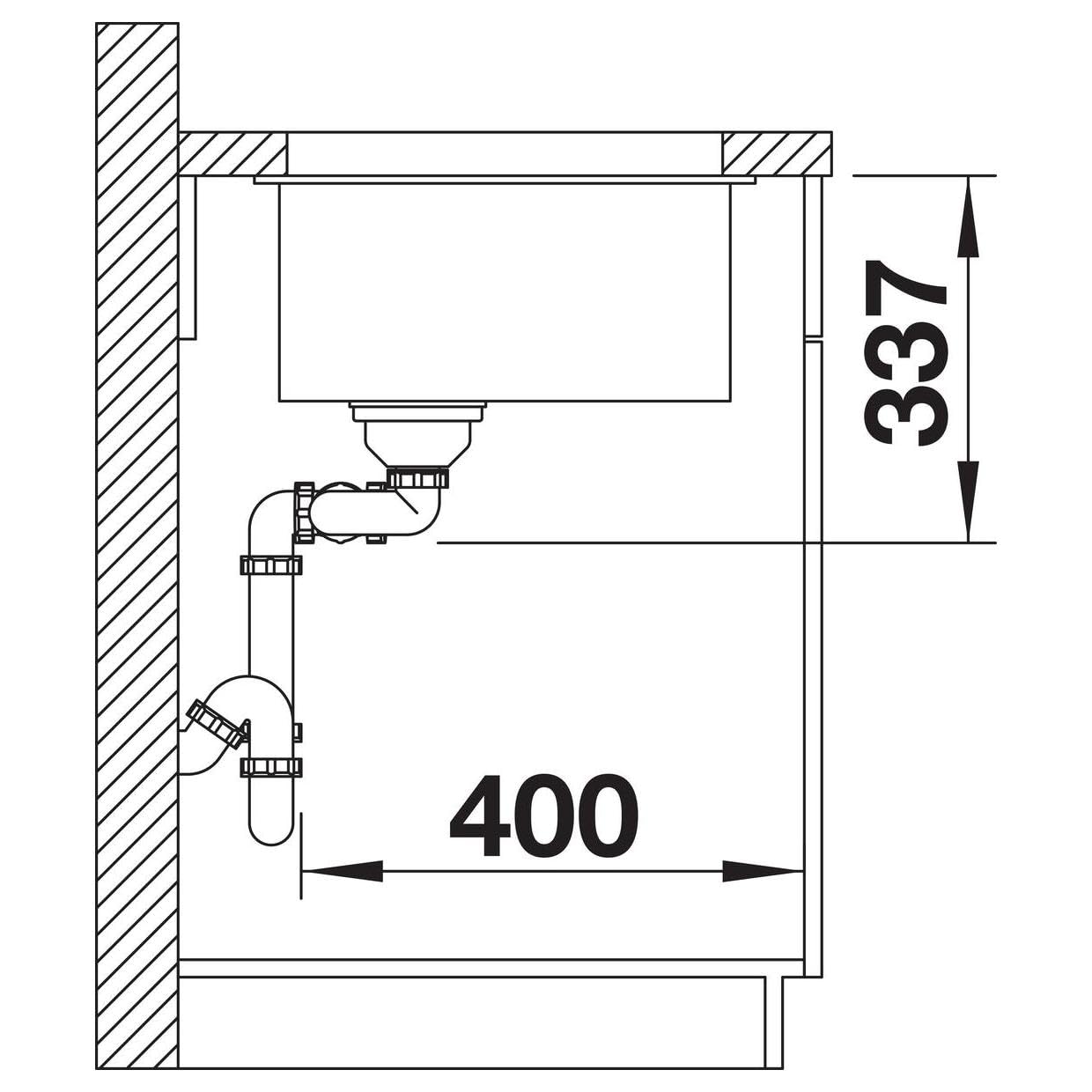 Blanco SUBLINE 480/320-U 523 591 - Fregadero de cocina 480/320-U-523 Tartufo, 1, 340 mm/160 mm, lavabo izquierdo