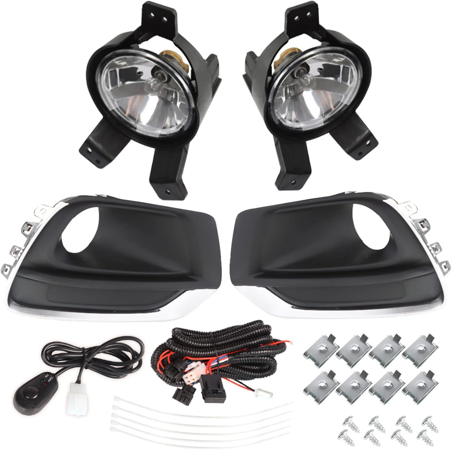 2-Pack Clear Lens Fog Lights Assembly with Bulbs Wiring Switch Kit Replacement for Trax 2017-2018
