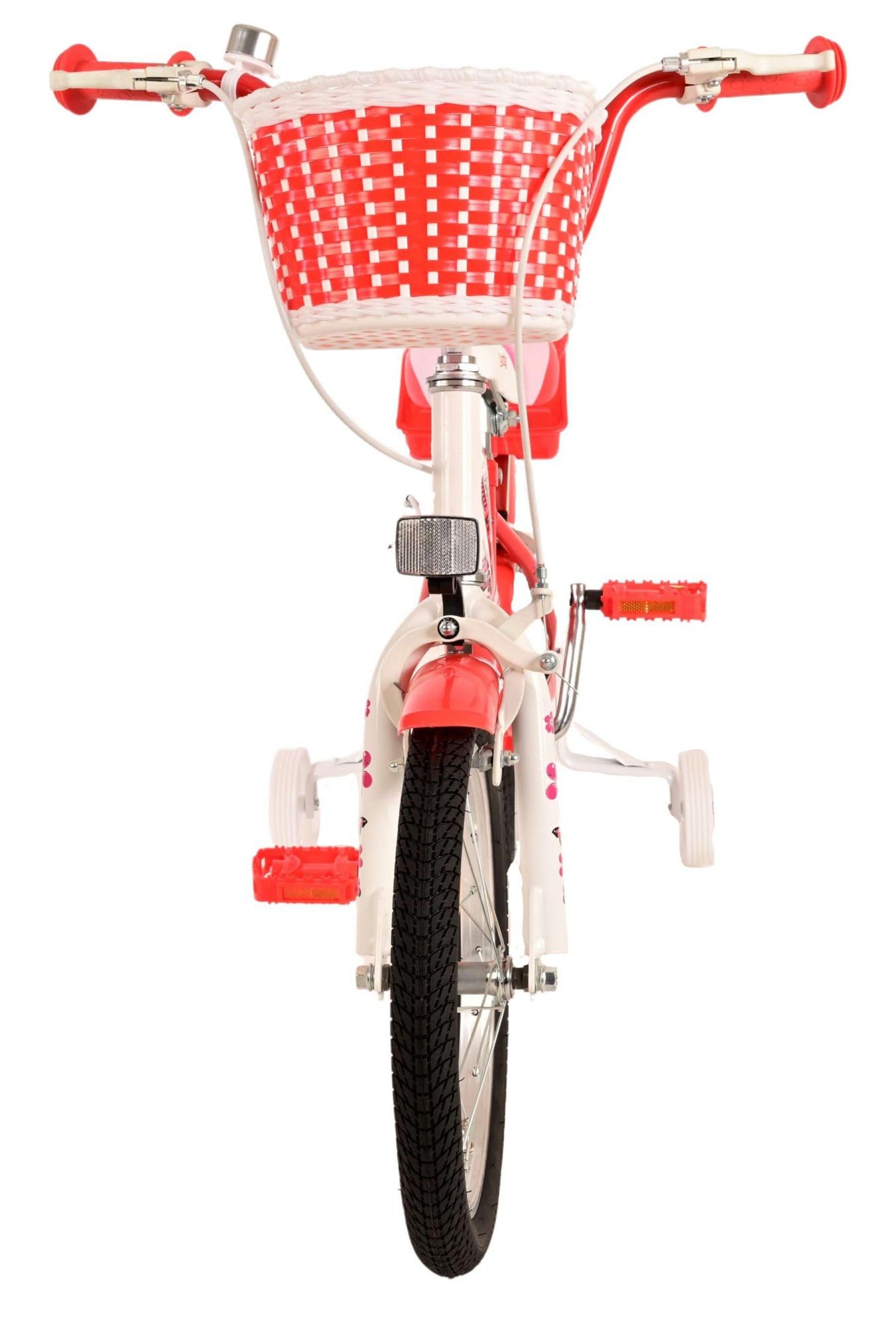 Volare Lovely Vélo Enfant - Fille - 16" - Rouge Blanc - 2 Freins à Main