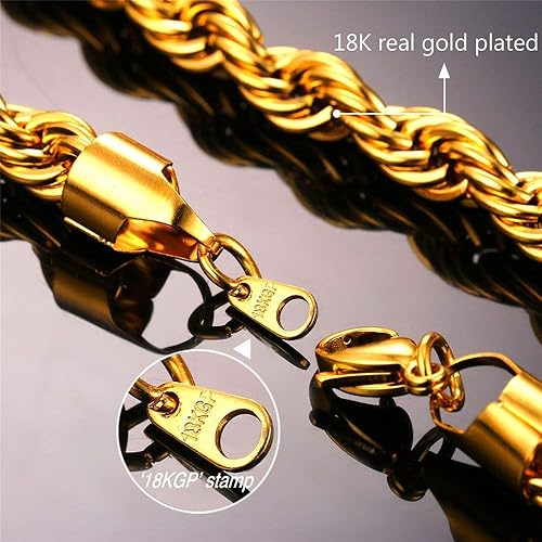 Miniatura 4 de U7 Figaro Bracelet, Stainless Steel Figaro Chain Bracelet, Rope Chain Bracelet Stainless Steel 18K Gold Plated Wrist Chain for Men Women
