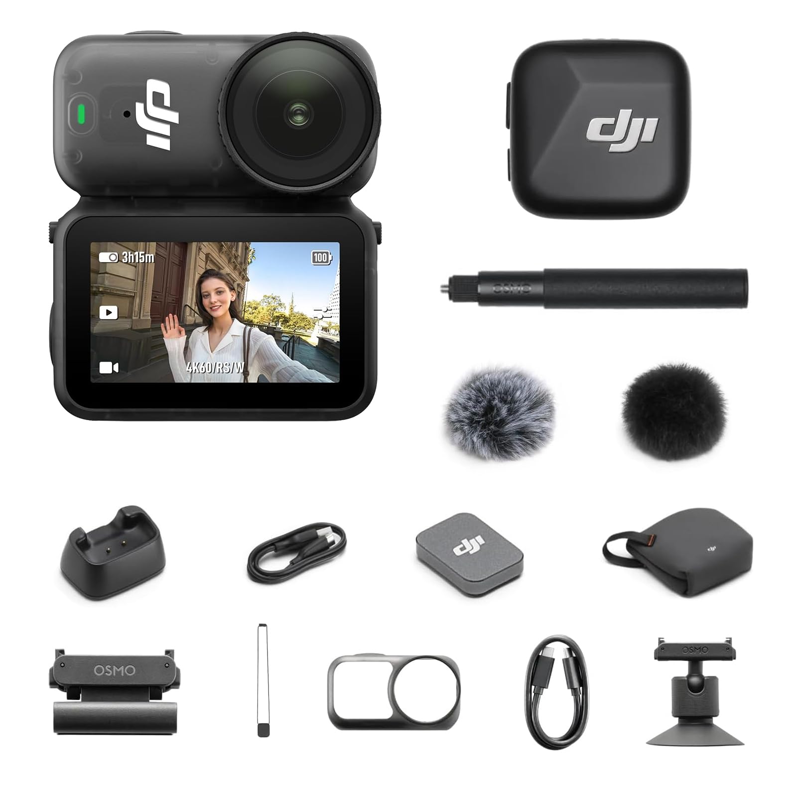 Osmo Nano Vlog Combo (128GB), 4K Wearable Camera, Mic Mini TX Black