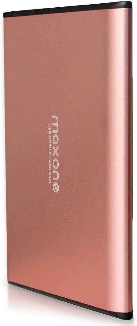 Maxone External Hard Drive 500GB USB 3.0 Portable Storage Backup 2.5" Ultra Slim Aluminum HDD for PC,Desktop,Laptop,TV,Chromebook,Windows - Rose Pink