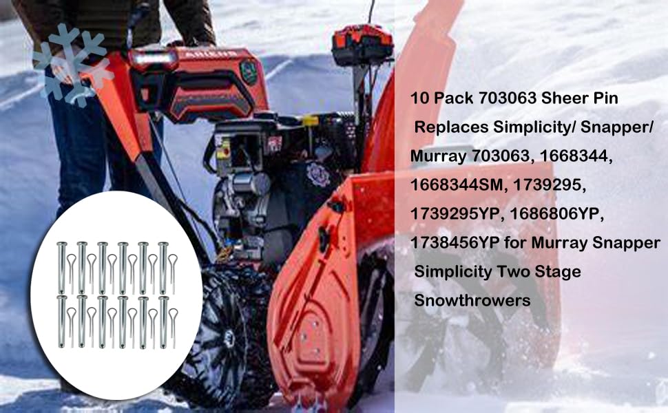 Miniatura 5 de RTPOWER Lanzanieves de repuesto Simplicity o pasadores de corte pargo para 703063, 1668344, 1686806yp 1428 (paquete de 10)