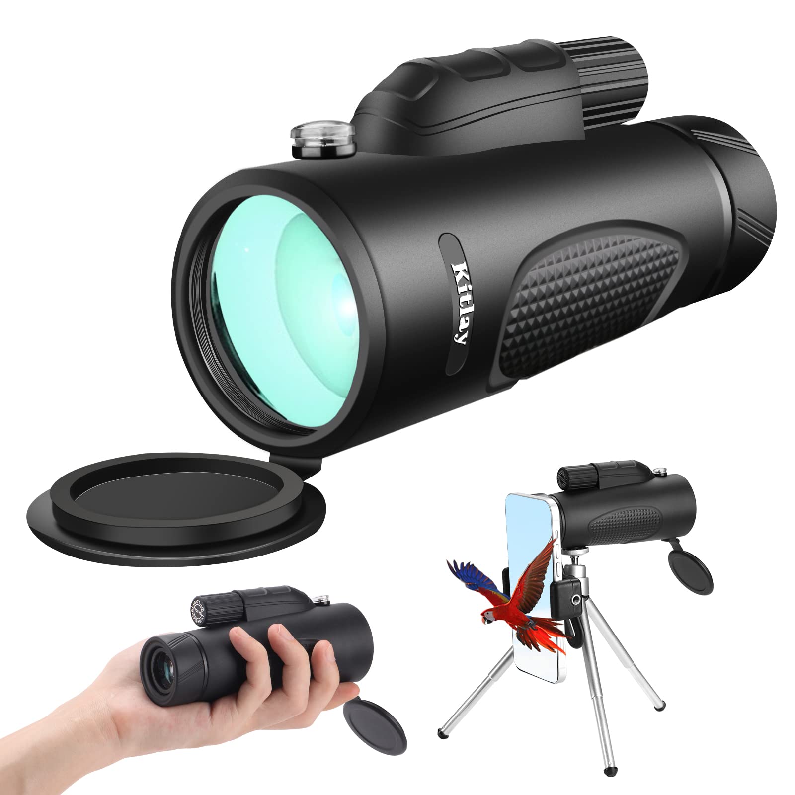 Telescopio Monocular 20x50 HD Impermeable Monoculo Profesionales de Alta Potencia con BAK4 Prism, Soporte para Teléfono y Trípode Giratorio para Observación de Aves y Caza Camping Concierto