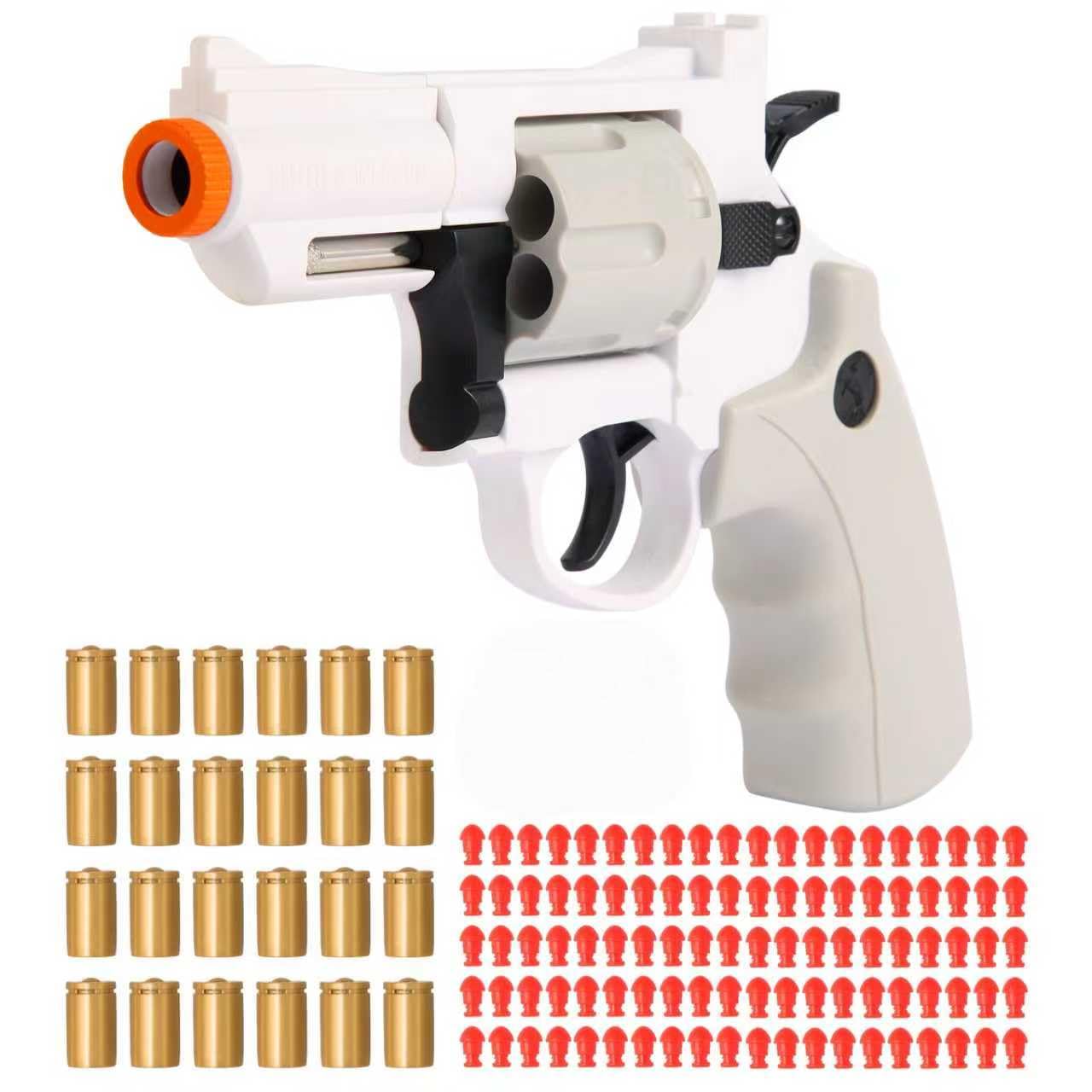 ASTM-Certified ZP5 Compact Toy Revolver: Quick Reload, 32ft Range, Durable ABS - Kid-Safe & Lightweight w/Speed Loader, 24 Shells & 100 Safe Bullets