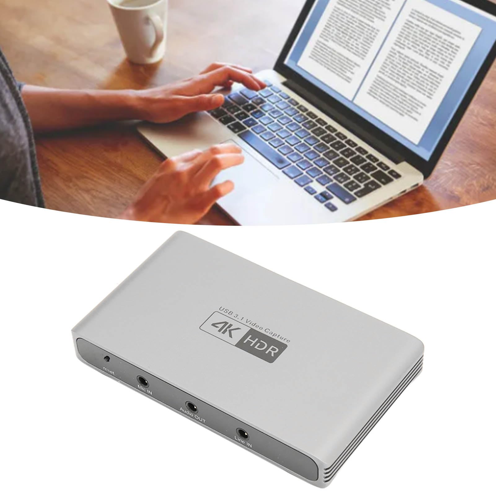 Tarjeta de Captura de Video, 4K 60Hz HDR USB 3.0 1080P Tarjeta de Captura USB, Tarjeta de Enlace de Cámara de Audio de Aleación de Aluminio de 3,5 Mm para Juegos de Transmisión