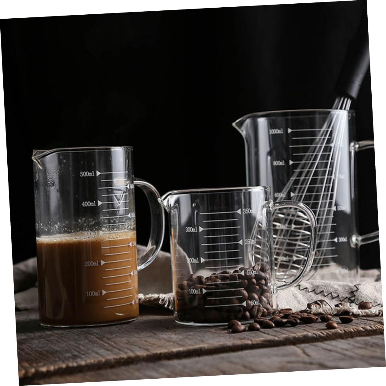 Mikinona Lot de 3 tasses à mesurer en verre pour le lait pour les restaurants les bars pour un débit fluide